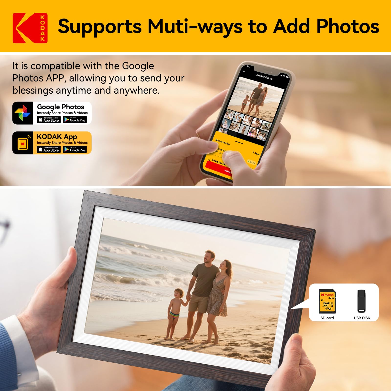 Amazon | KODAK 15.6インチデジタル写真フレーム、64GB WiFiデジタル